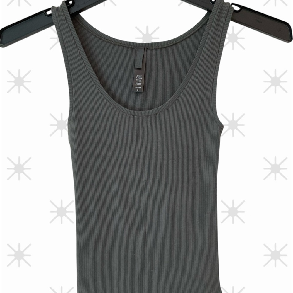 Skims Cotton Ribbed Top and Leggings, Gray, Fading of the leggings, Sz S - Picture 3 of 16